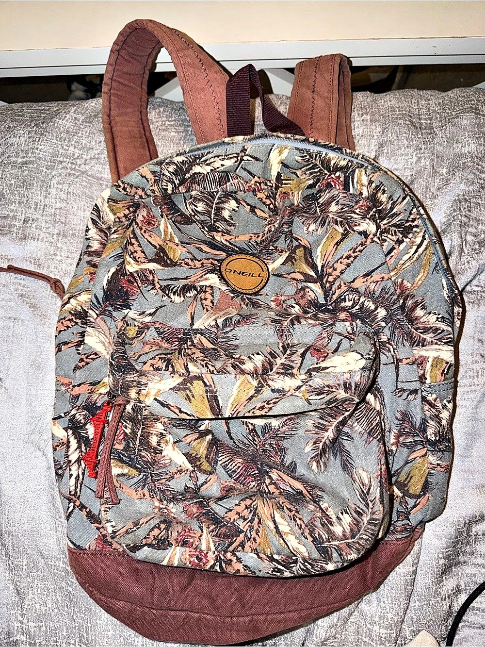 O'Neill Floral Print Backpack in Blue & Brown